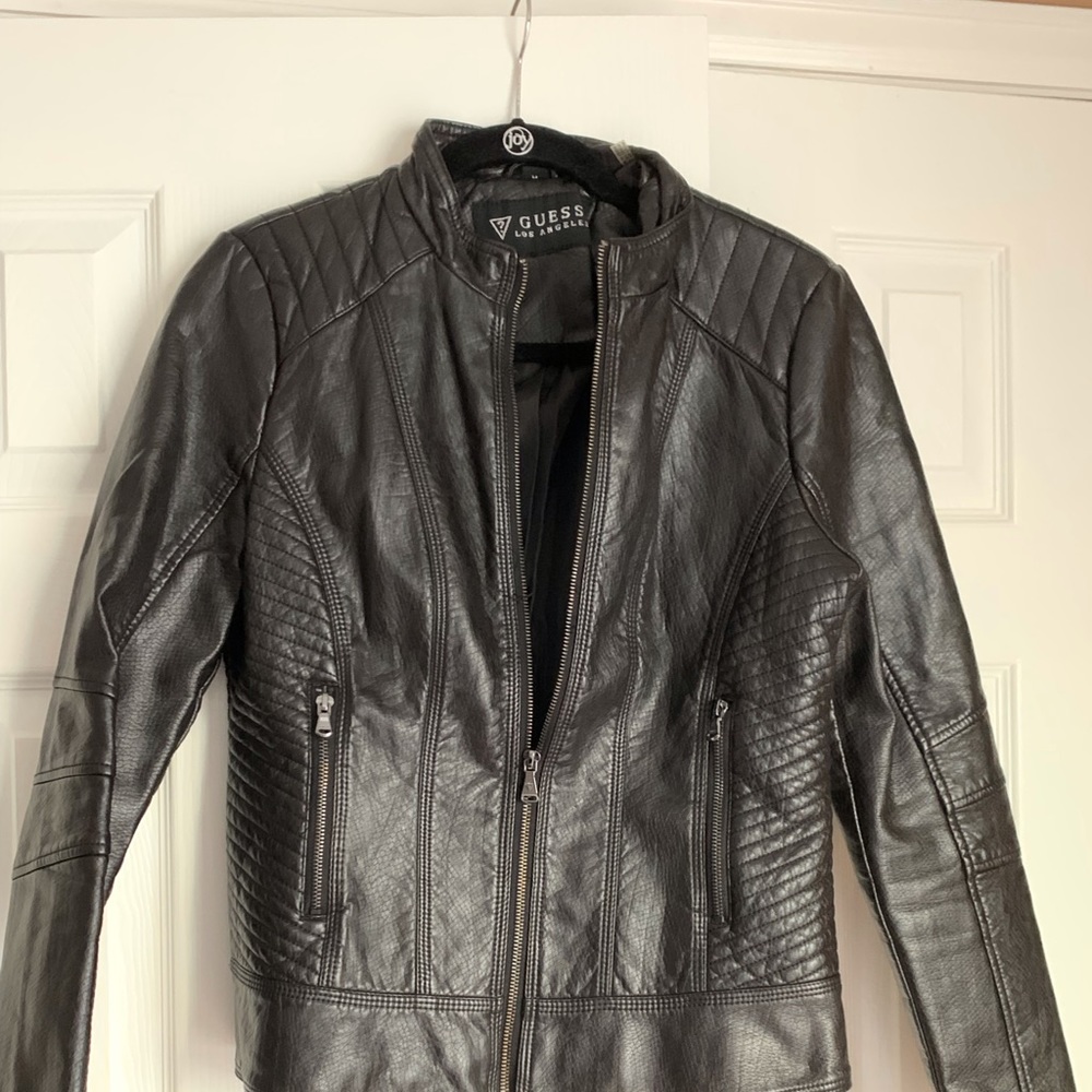 GUESS Women's Leather Jacket - Motorcycle | Color: Brown | Size: M